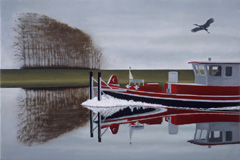 Bateaux Travaille au Canal du Silence, 1996, Öl auf Leinwand, 30 x 45 cm