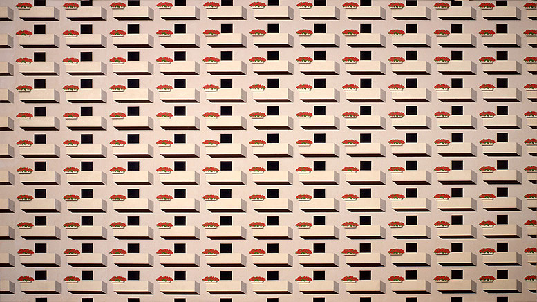 Nordweststadt 2, 1991, Öl auf Leinwand, 254 x 455 cm